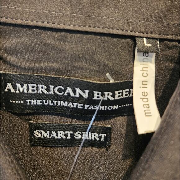 New Black Embroidered Men's Shirt Formal Party Button Up Dress Shirt L - Picture 9 of 10